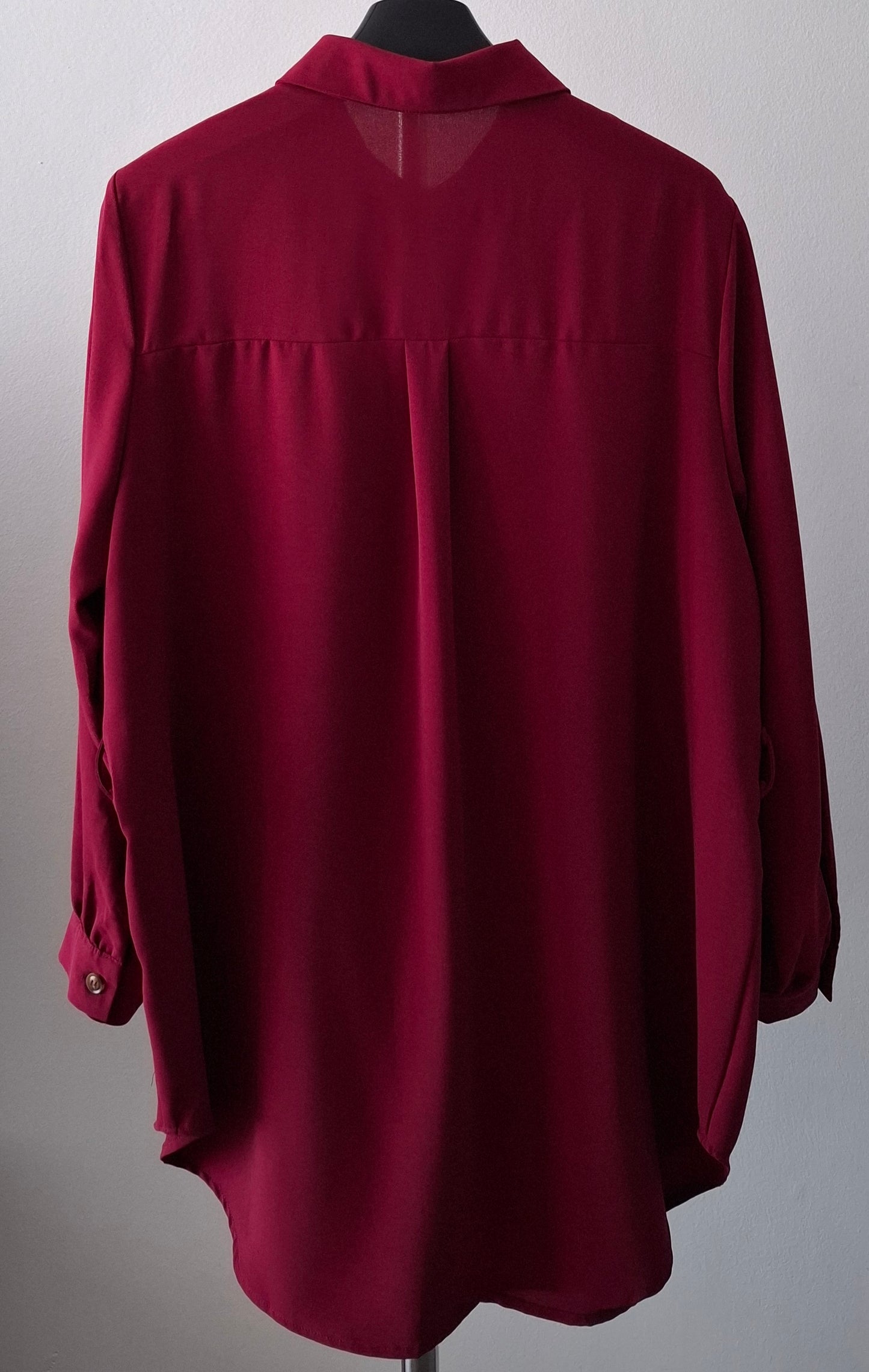 Crimson long sleeve belted shirt
