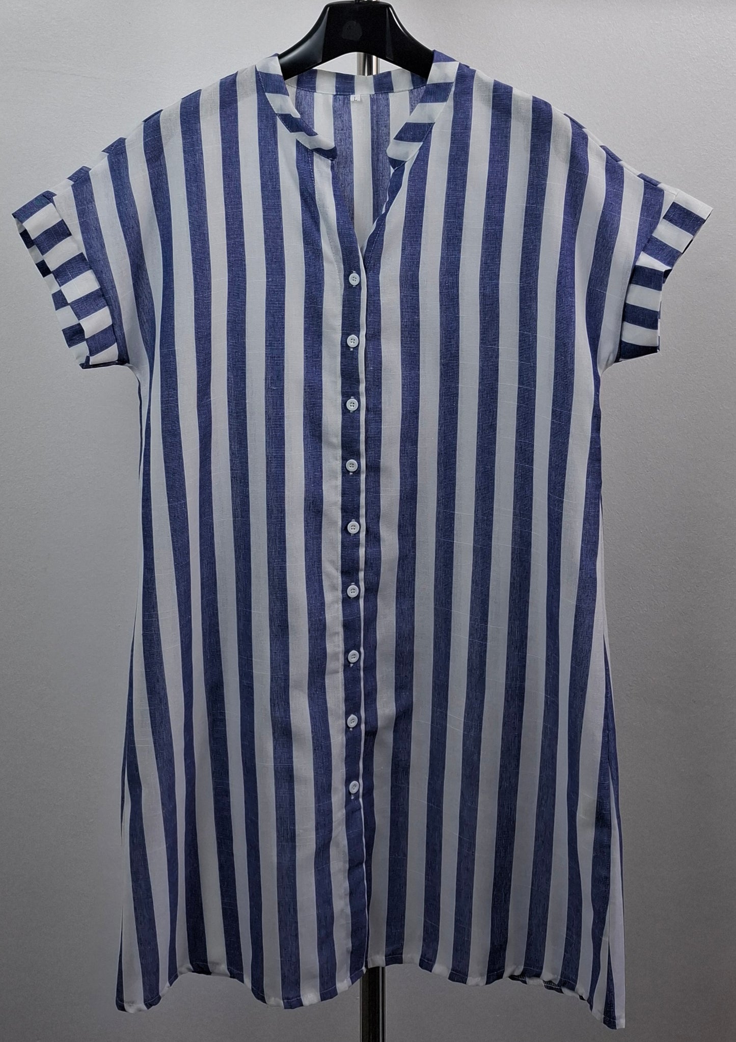 Short Sleeve Stripe Shirt Dress