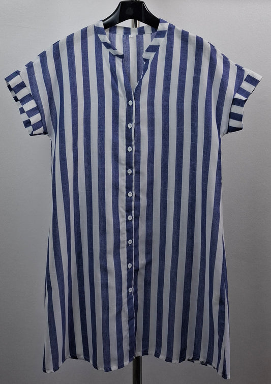 Short Sleeve Stripe Shirt Dress